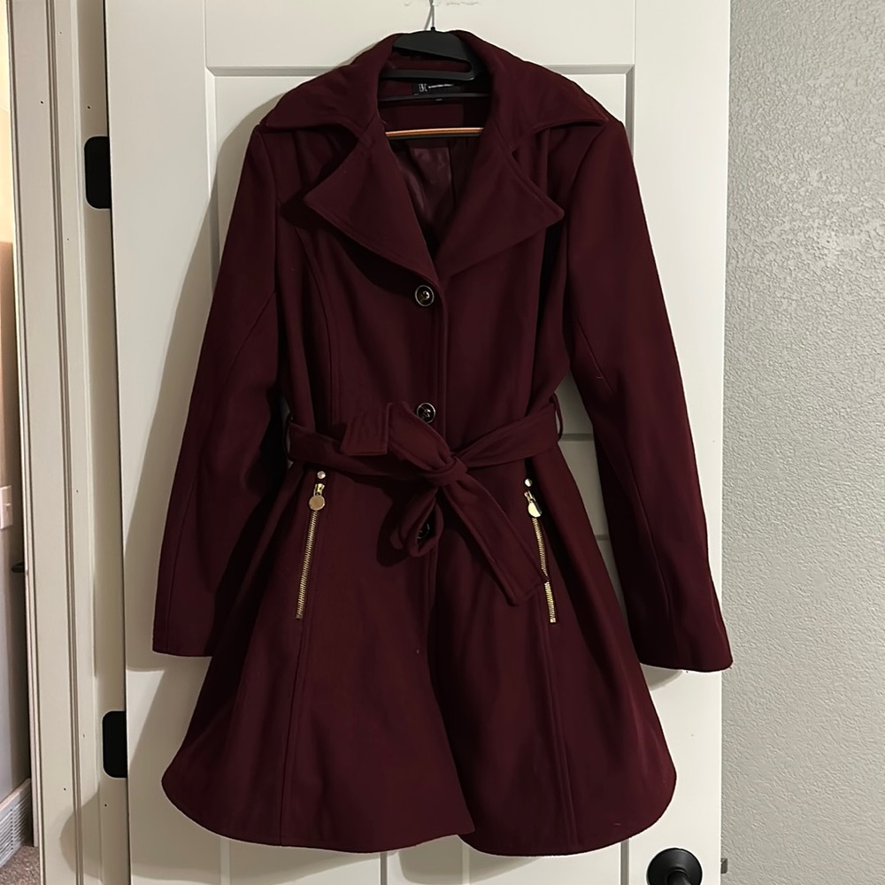 Burgundy Wool Pea Coat
